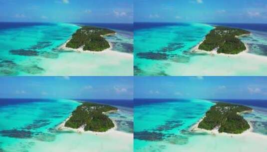 航拍白色沙滩和岛屿高清在线视频素材下载