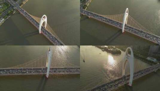 俯拍猎德大桥转珠江新城长镜头高清在线视频素材下载