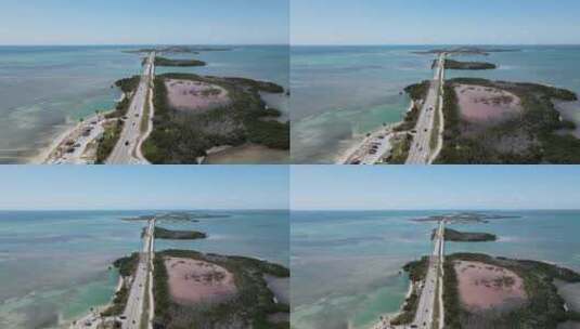 佛罗里达群岛巴伊亚本田岛的高空远景，向南飞往基韦斯特高清在线视频素材下载