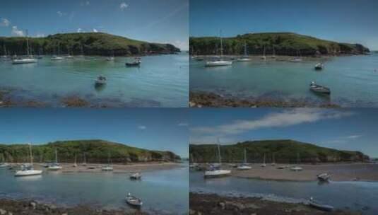 索尔瓦港海港渔船海岸威尔士高清在线视频素材下载