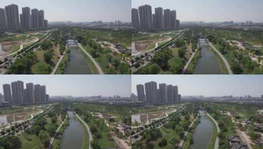 河南洛阳隋唐大运河国家文化公园航拍高清在线视频素材下载