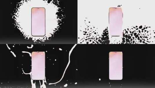 一台手机和发散的白色液体背景高清在线视频素材下载