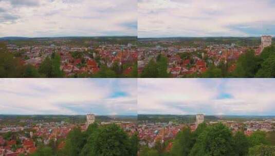 德国上斯瓦比亚巴登-符腾堡州拉文斯堡和温加滕白天的全景高清在线视频素材下载
