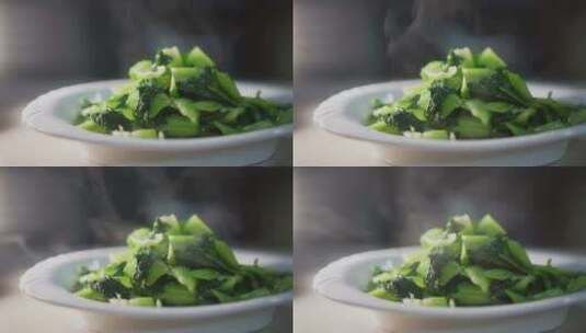 热气腾腾的青菜高清在线视频素材下载