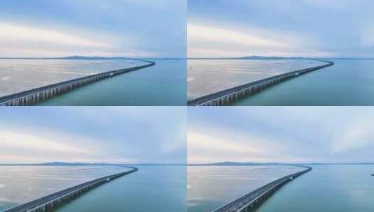 蜿蜒的南京石臼湖特大桥建筑风光高清在线视频素材下载