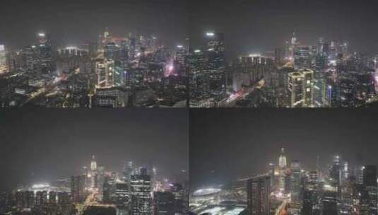 深圳南山华润大厦夜景航拍高清在线视频素材下载