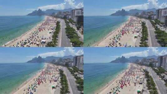 巴西里约热内卢市中心的伊帕内玛海滩。高清在线视频素材下载