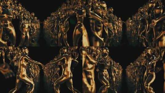 黄金雕塑的人物循环视频高清在线视频素材下载