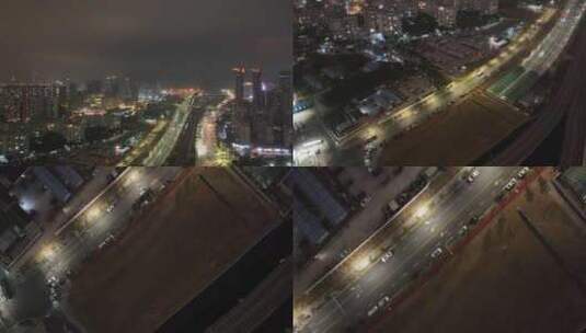 珠三角环线高速夜景俯拍高清在线视频素材下载