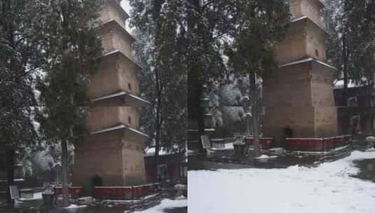 护国兴教寺雪景 寺院  唐三藏寺院高清在线视频素材下载