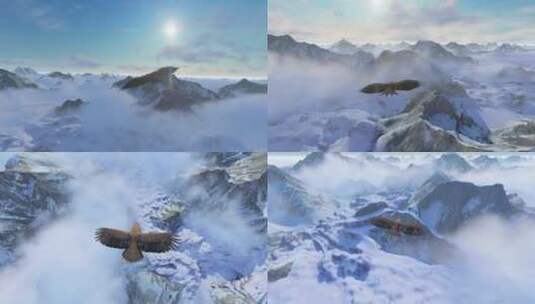 雄鹰飞过雪山高清在线视频素材下载