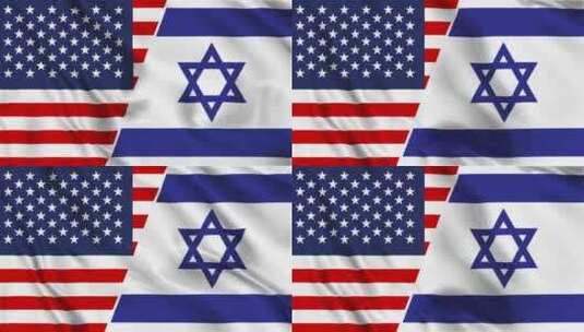 美国和以色列国旗圈高清在线视频素材下载