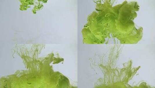 浅绿色油漆在白色背景下滴在水中高清在线视频素材下载