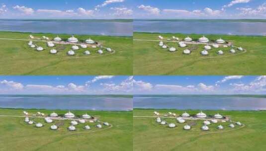 呼和诺尔湖畔的蒙古包高清在线视频素材下载