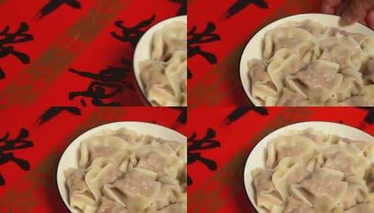 冬至煮饺子特写慢动作高清在线视频素材下载