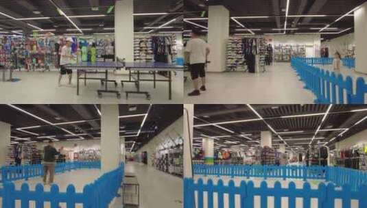 体育用品店顾客体验玩乒乓球高清在线视频素材下载