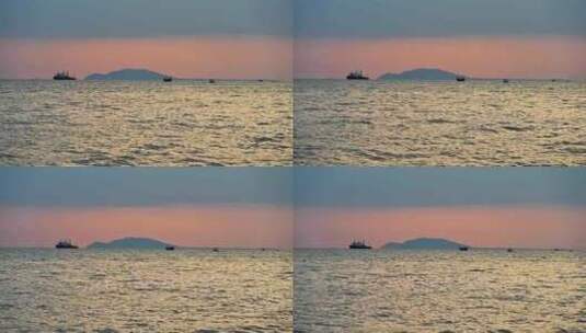 海南三亚椰梦长廊傍晚沙滩夕阳海浪高清在线视频素材下载