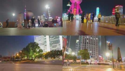 上海市闹市街头人流延时夜晚夜景视频素材高清在线视频素材下载