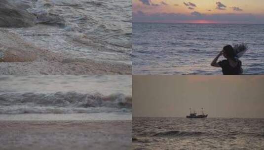 4K唯美海边日落氛围浪漫镜头高清在线视频素材下载