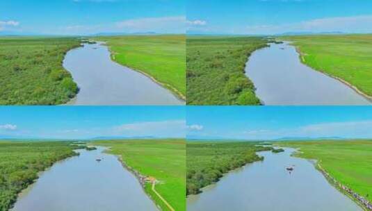 新疆伊犁昭苏湿地公园HDR航拍高清在线视频素材下载