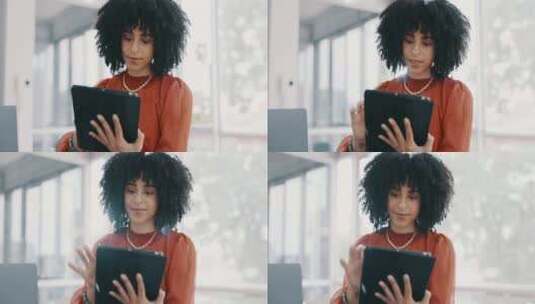 搜索、平板电脑和与商业女性的交流，用于社高清在线视频素材下载