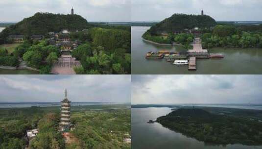 江苏镇江焦山5A景区航拍高清在线视频素材下载