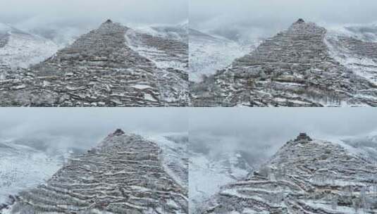 阿坝州松潘古城雪景素材高清在线视频素材下载