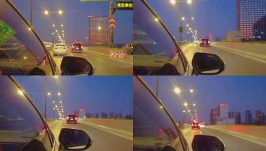 城市夜晚汽车在马路上行驶夜景视频素材高清在线视频素材下载