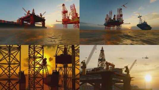 深海石油勘探和钻井平台高清在线视频素材下载