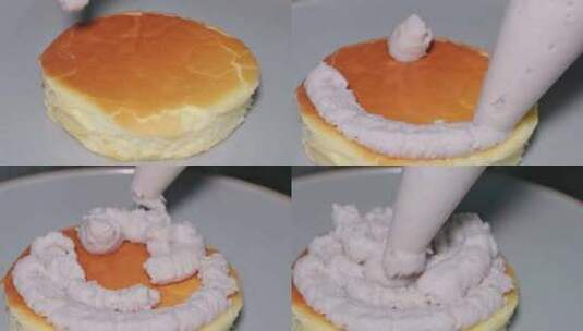 海绵蛋糕制作芋泥夹心蛋糕糕点生日蛋糕高清在线视频素材下载