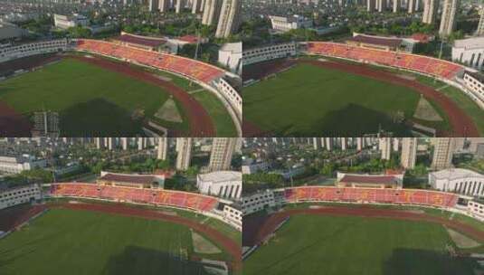 上海嘉定体育馆上海嘉定建筑航拍高清在线视频素材下载