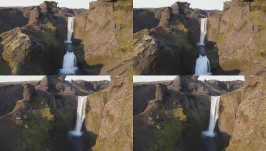 4k航拍冰岛斯科加瀑布徒步合集2高清在线视频素材下载