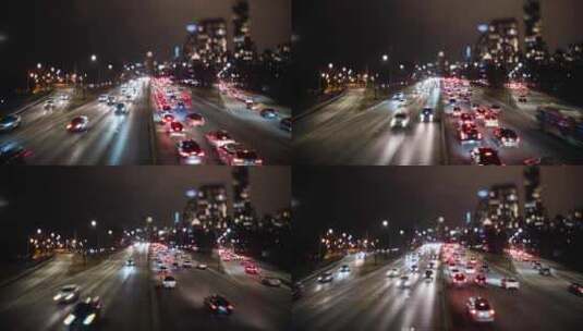 城市街道车流夜景延时摄影高清在线视频素材下载
