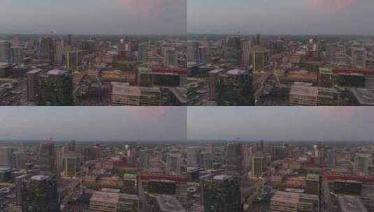 黄昏时纳什维尔市中心的鸟瞰图，以城市的天高清在线视频素材下载