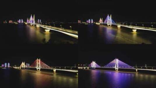 武汉长江二桥夜景高清在线视频素材下载