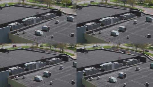 屋顶宽鸟瞰上的大型工业暖通空调系统高清在线视频素材下载