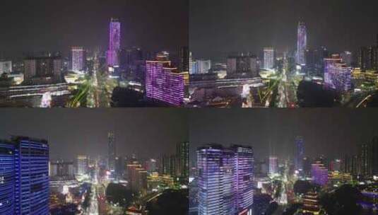 航拍广西南宁民族大道夜景高清在线视频素材下载