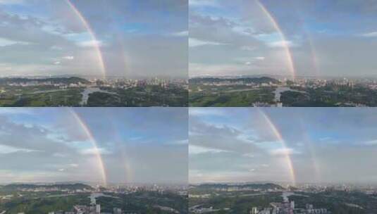 深圳城市风光：雨后彩虹航拍高清在线视频素材下载