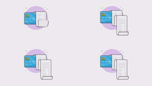 带现金收据的4k银行卡。银行概念动画视频高清在线视频素材下载