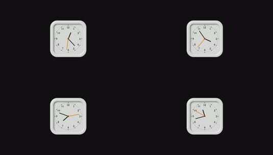 白色方形3d挂钟隔离在黑色背景上高清在线视频素材下载