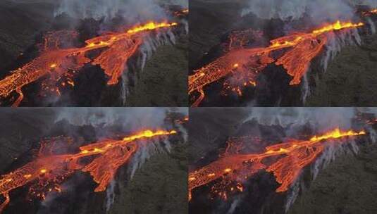 近距离观察火山喷发活跃的火山口高清在线视频素材下载