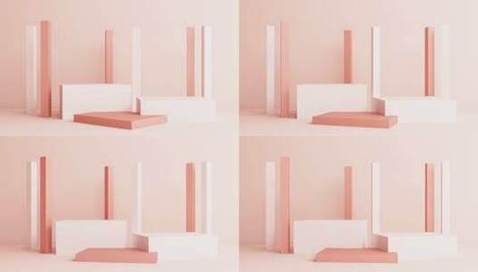 最小场景与讲台和抽象背景。金色和柔和的彩高清在线视频素材下载