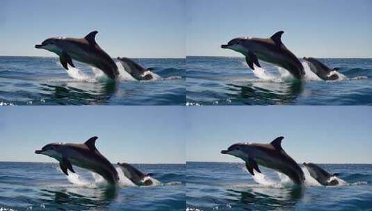 海豚跃出海面画面高清在线视频素材下载