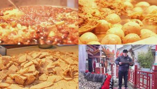 西安美食文化街打卡高清在线视频素材下载