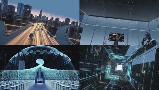 科技未来虚拟智慧城市穿梭片头AE+C4D高清AE视频素材下载