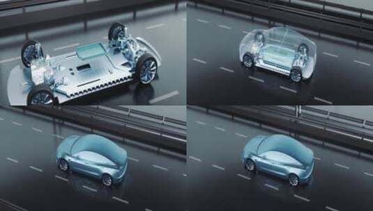 【宽屏AE】锂电池组装汽车行驶高清AE视频素材下载