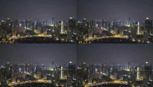 武汉夜景武汉西北湖CBD夜景航拍高清在线视频素材下载