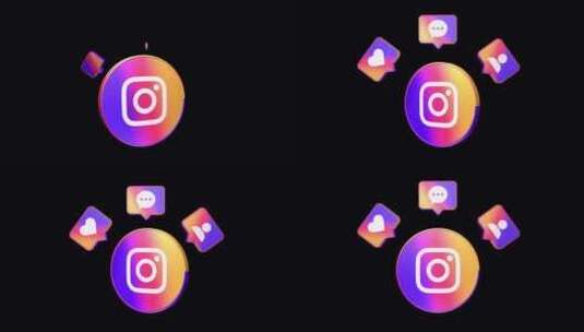 Instagram现代3D圆形图标高清在线视频素材下载