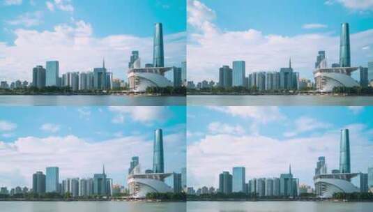 广州_珠江新城左侧_西塔_天空云流延时4K高清在线视频素材下载