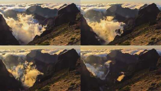 云朵和山峰的延时美景高清在线视频素材下载